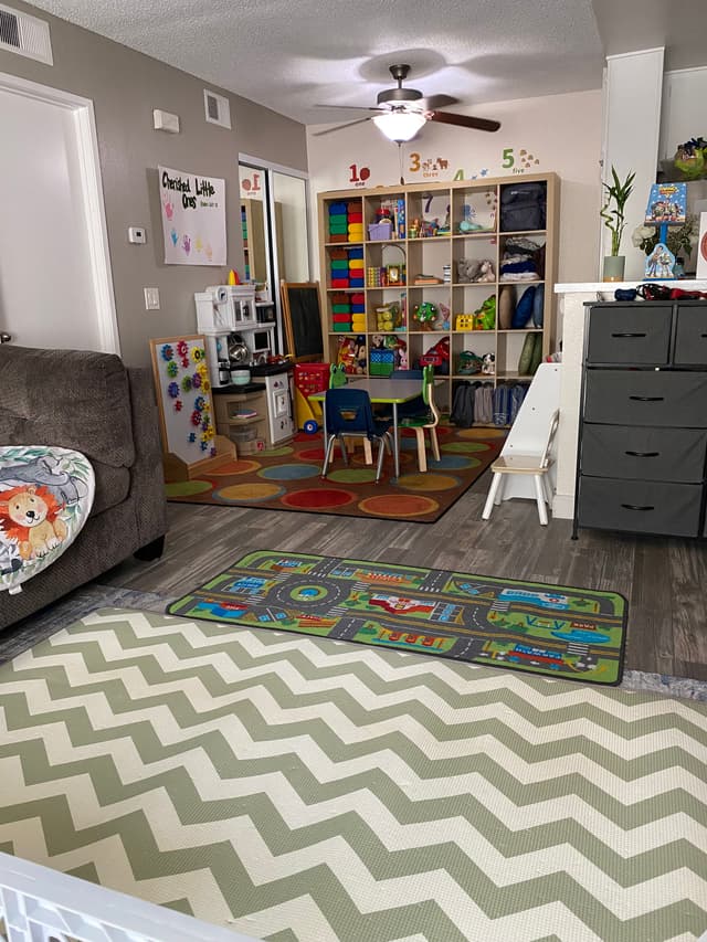 picture of the daycare facility including toys and books 